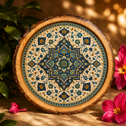 Blue Golden Motif Sold Wood Trays