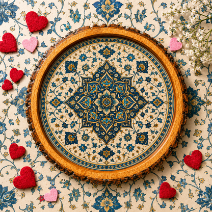 Blue Golden Motif Sold Wood Trays