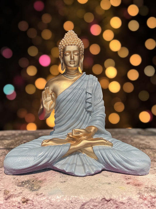 Silver Gold Serenity Blessing Buddha Sculpture