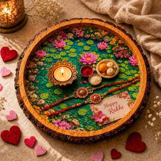 Lotus Pond Natural Bark Edge Trays