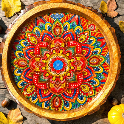 Mandala Art Solid Wood Trays