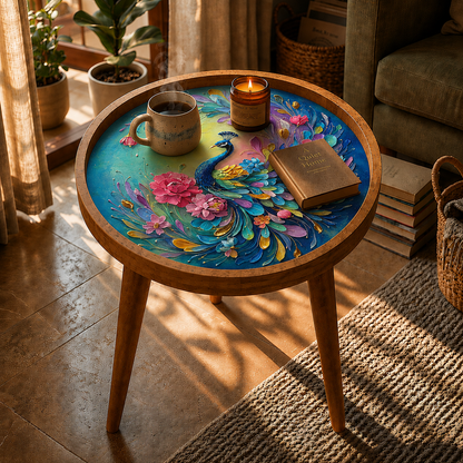 Tulip Garden Design Wooden Side Table