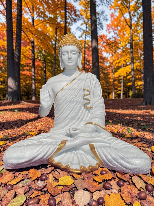 Ivory Radiance Blessing Buddha Sculpture