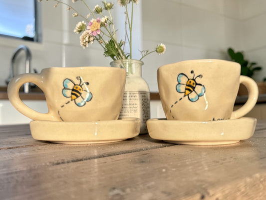 Bee Happy Cup and Saucer Set – 220 ml