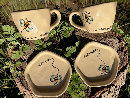 Bee Happy Cup and Saucer Set – 220 ml