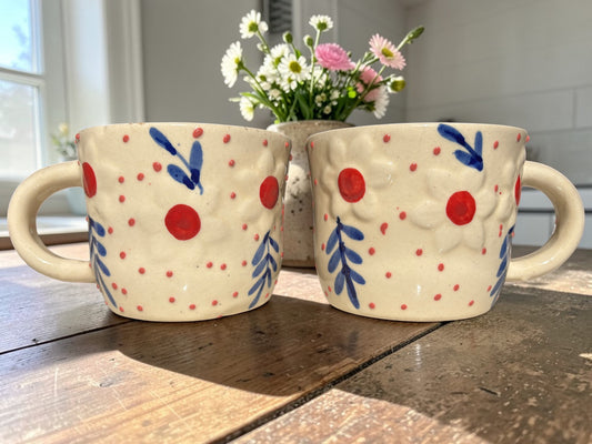 Rustic Hand painted Coffee Mugs – 350ml