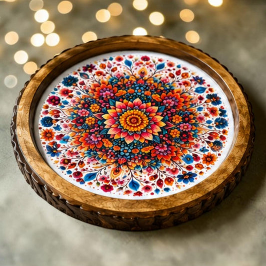 Floral Solid Wood Trays