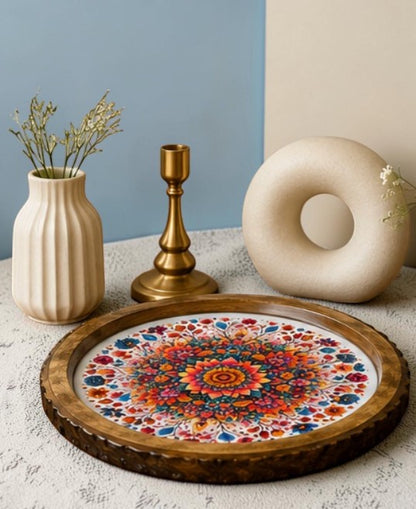 Floral Solid Wood Trays