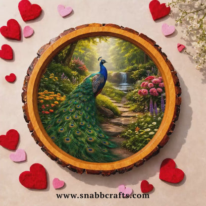 Peacock Design Wooden Side Table