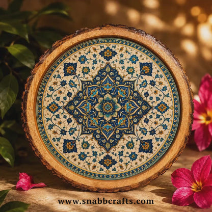 Blue Golden Motif Sold Wood Trays