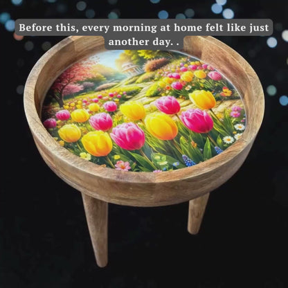 Tulip Garden Design Wooden Side Table